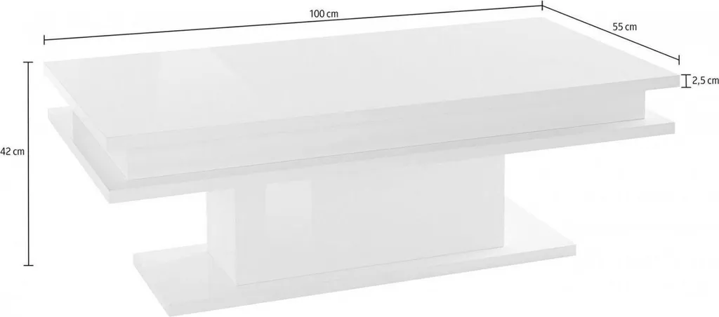 Table basse rectangulaire blanche laquée 100 cm avec éclairage LED