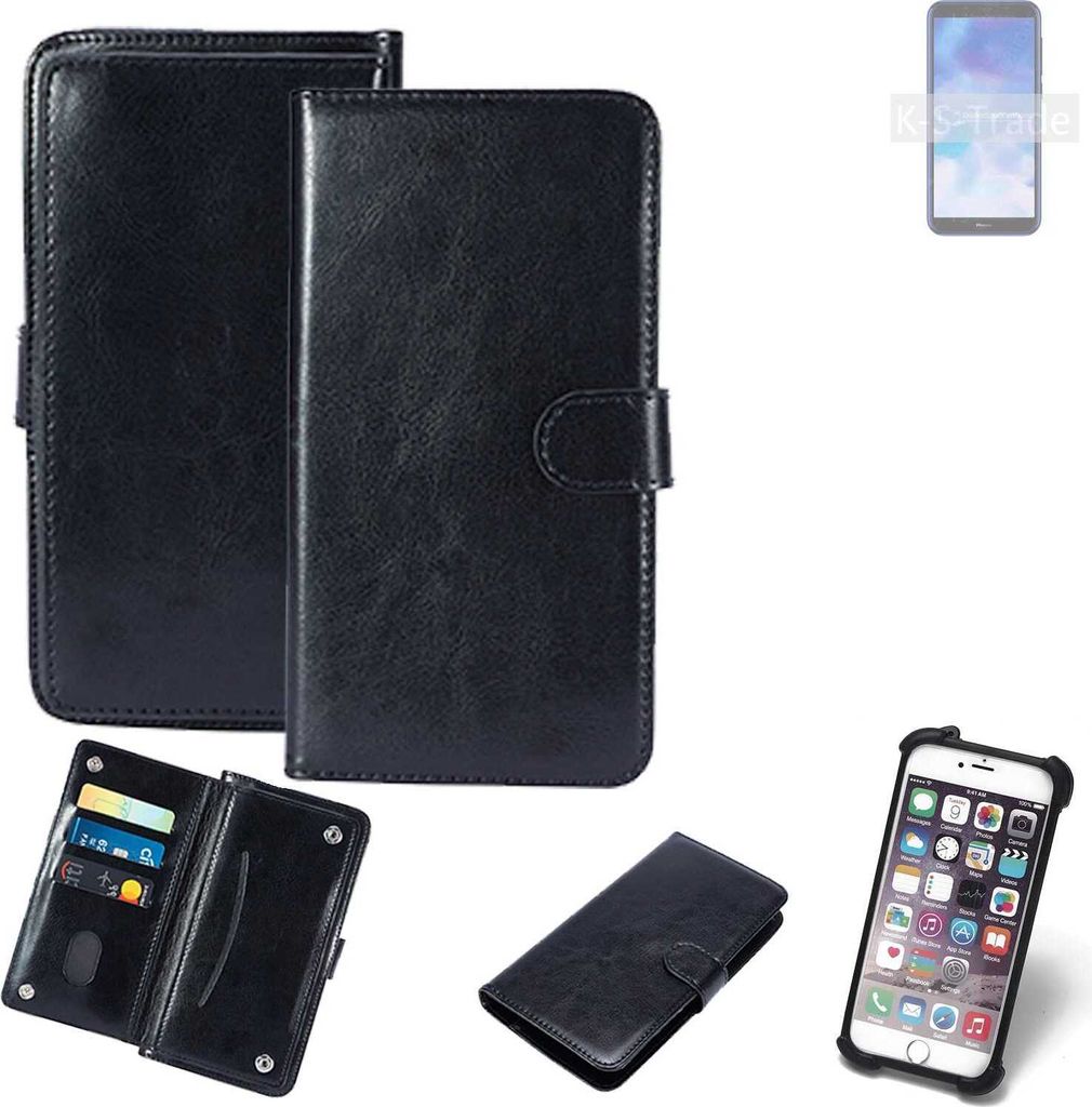 K-S-Trade 360° Hülle kompatibel mit HiSense F27 schwarz Kunstleder Case BookCase WalletCase Kunstlederederhülle Handyhülle, Rundumschutz Bumper