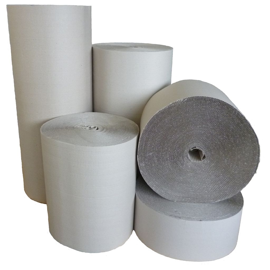4 Rollen Wellpappe 30 cm breit x 70 lfm - B Welle - grau, Rollenwellpappe