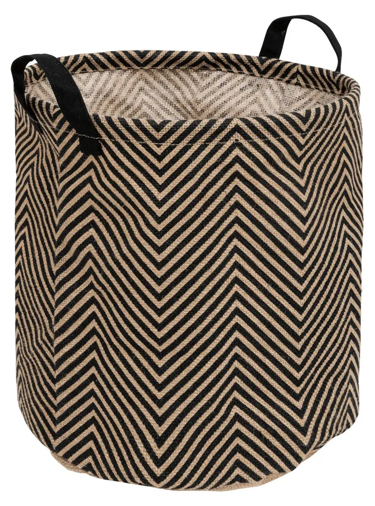 Grand panier de rangement en tissu motifs ethniques VALY Ø 32 cm rond