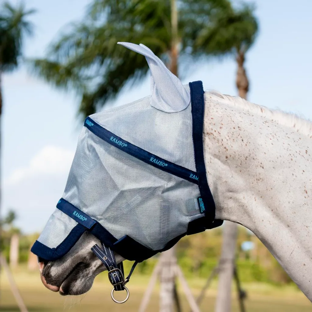 Rambo Plus Fly Mask Non Treated Horseware | Maschera Cavallo Alta Qualità