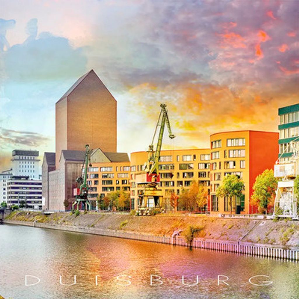 Glasbild Duisburg Innenhafen II 50x50 cm