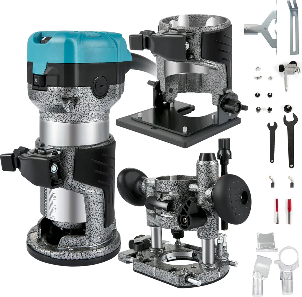 VEVOR Défonceuse à bois 710W avec 3 bases et pinces de 6/8mm