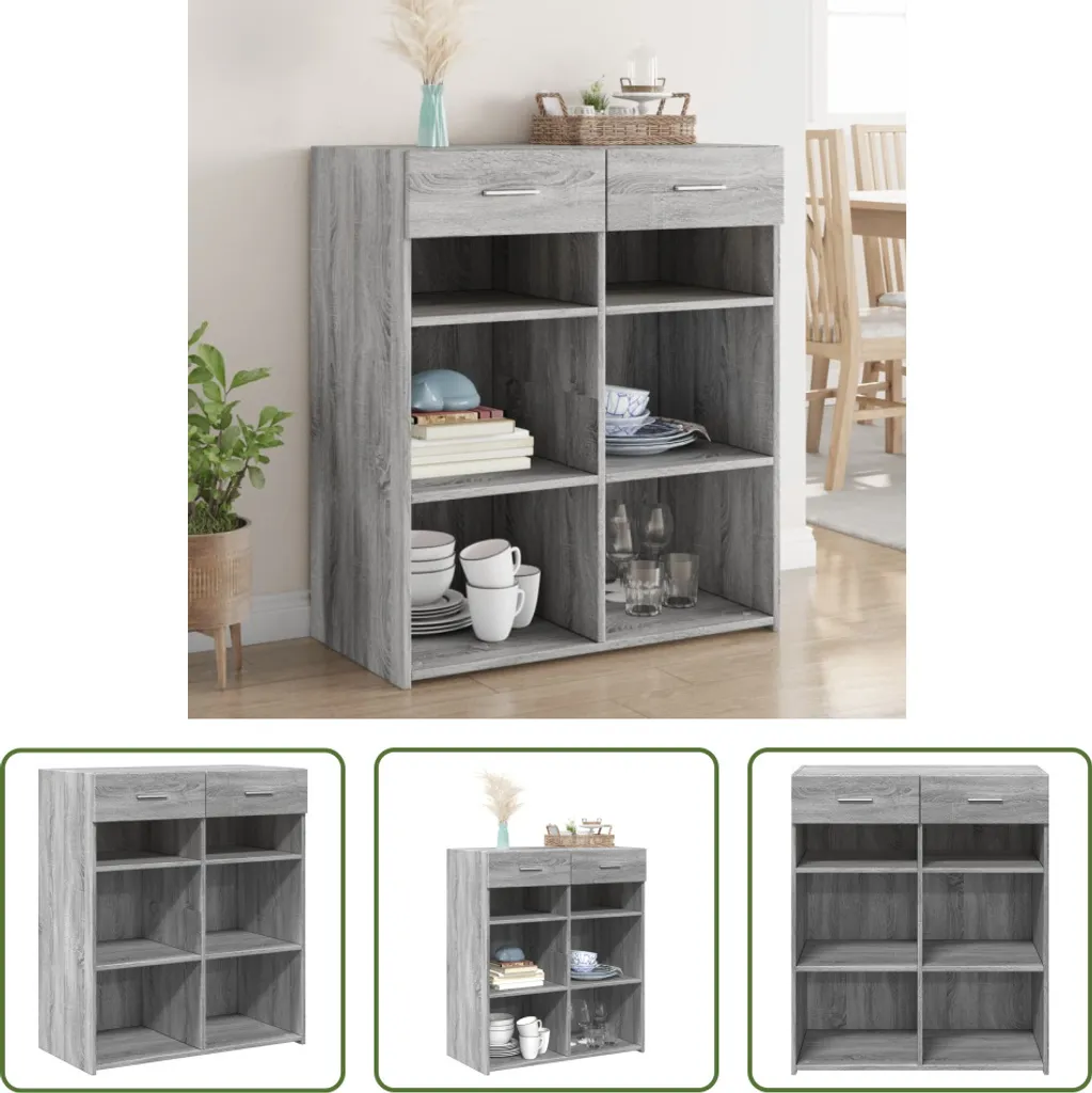 Credenza Moderna 80x42.5x93 cm Grigio Sonoma - The Living Store