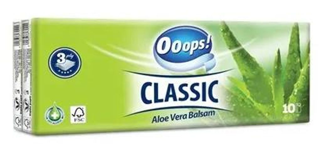 Papierové vreckovky, 3-vrstvové, 10x10ks, "Ooops! Classic", Obrázok produktu 