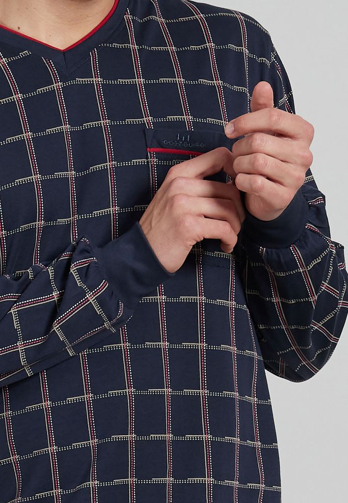 Götzburg Herren Pyjama Schlafanzug lang mit Bündchen Produktbild 4