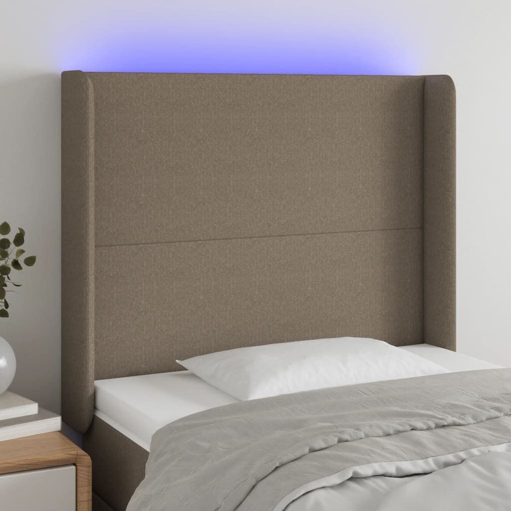 Maison Exclusive - LED Kopfteil Taupe 83x16x118/128 cm Stoff