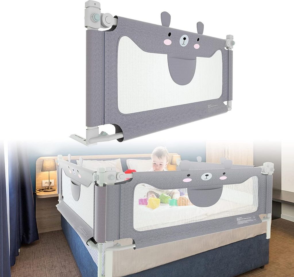 ACXIN 150cm Kinderbettgitter Bettgitter Fallschutz Sicherheitsgitter Höhenverstellbares Bettrailing Gitterbett für Kleinkinder Babys & Kinder