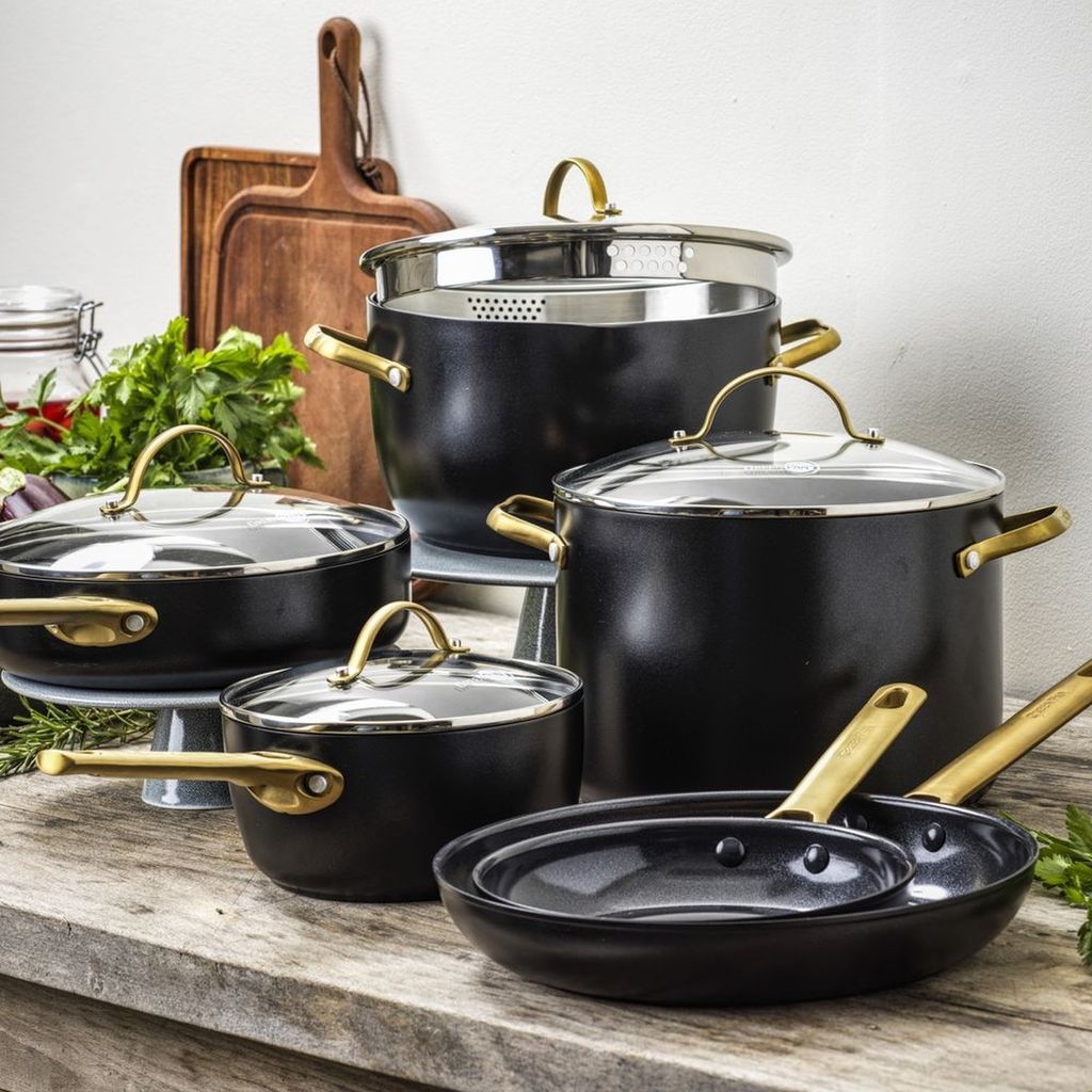 GreenPan Padova Reserve Healthy Ceramic Non-stick, Cookware Pots And Pans Set 10 Piece Black