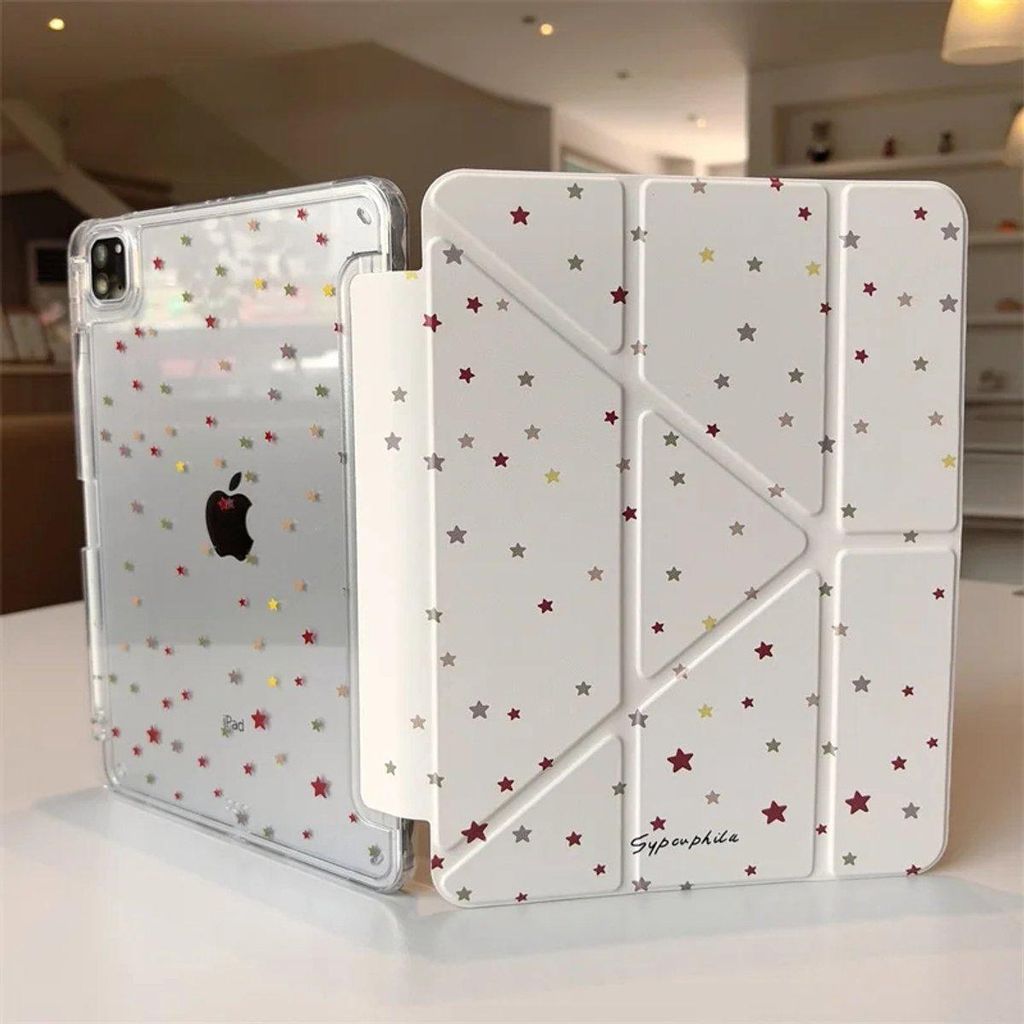 iPad 11" Hülle (2025) mit Stifthalter & Y-Faltfunktion – Bunte Sterne Schutzhülle für Apple iPad 11 A16