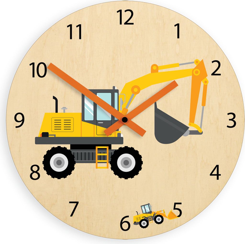 ModernClock, Wanduhr, Wanduhr für Kinder, Bagger, stille Produktbild 4