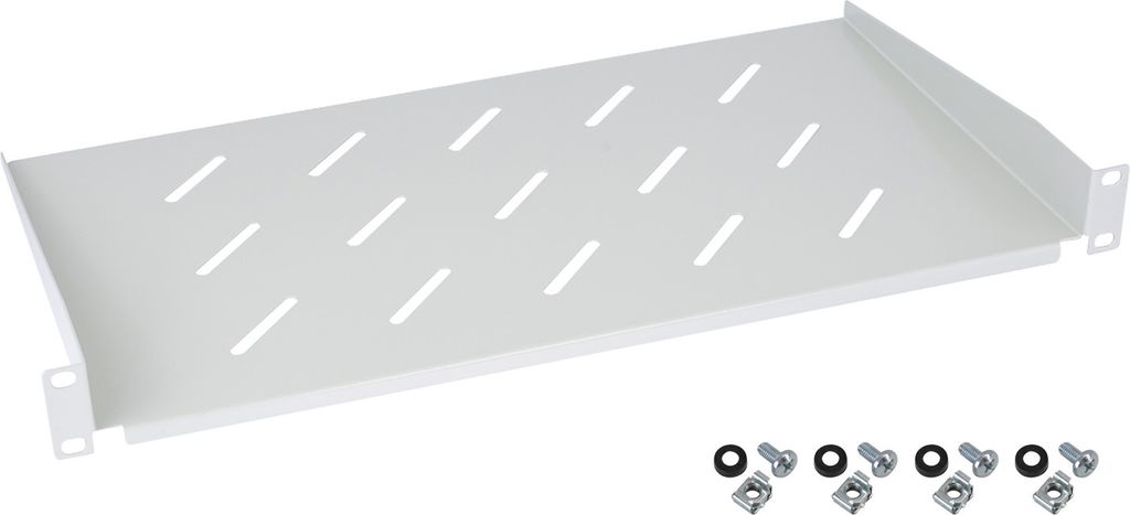 HMF 65499 Fachboden für Serverschrank | 19 Zoll | 1 HE | 250 mm Einbautiefe | Lichtgrau