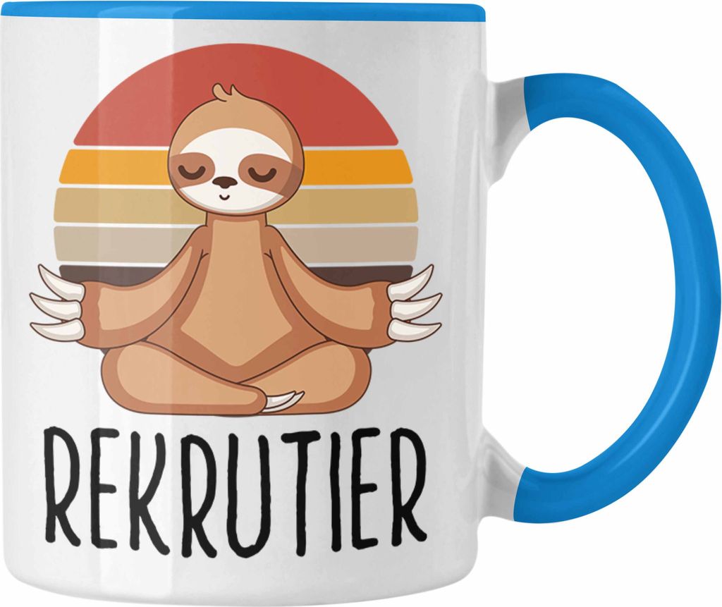 Trendation - Recruiting Tasse Geschenk Faultier Rekrutier Personalreferent Lustiger Spruch (Blau)