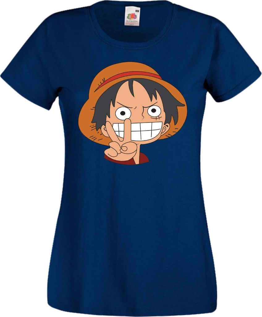 Damen T-Shirt Anime Manga One Manga Piece Anime 03 Strawhat, Lady L / Dunkelblau