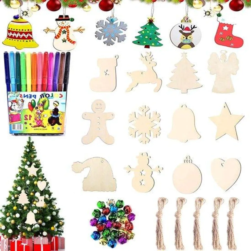 Ornements de Noël Incassables en Bois - 90 Anges à Décorer Soi-Même