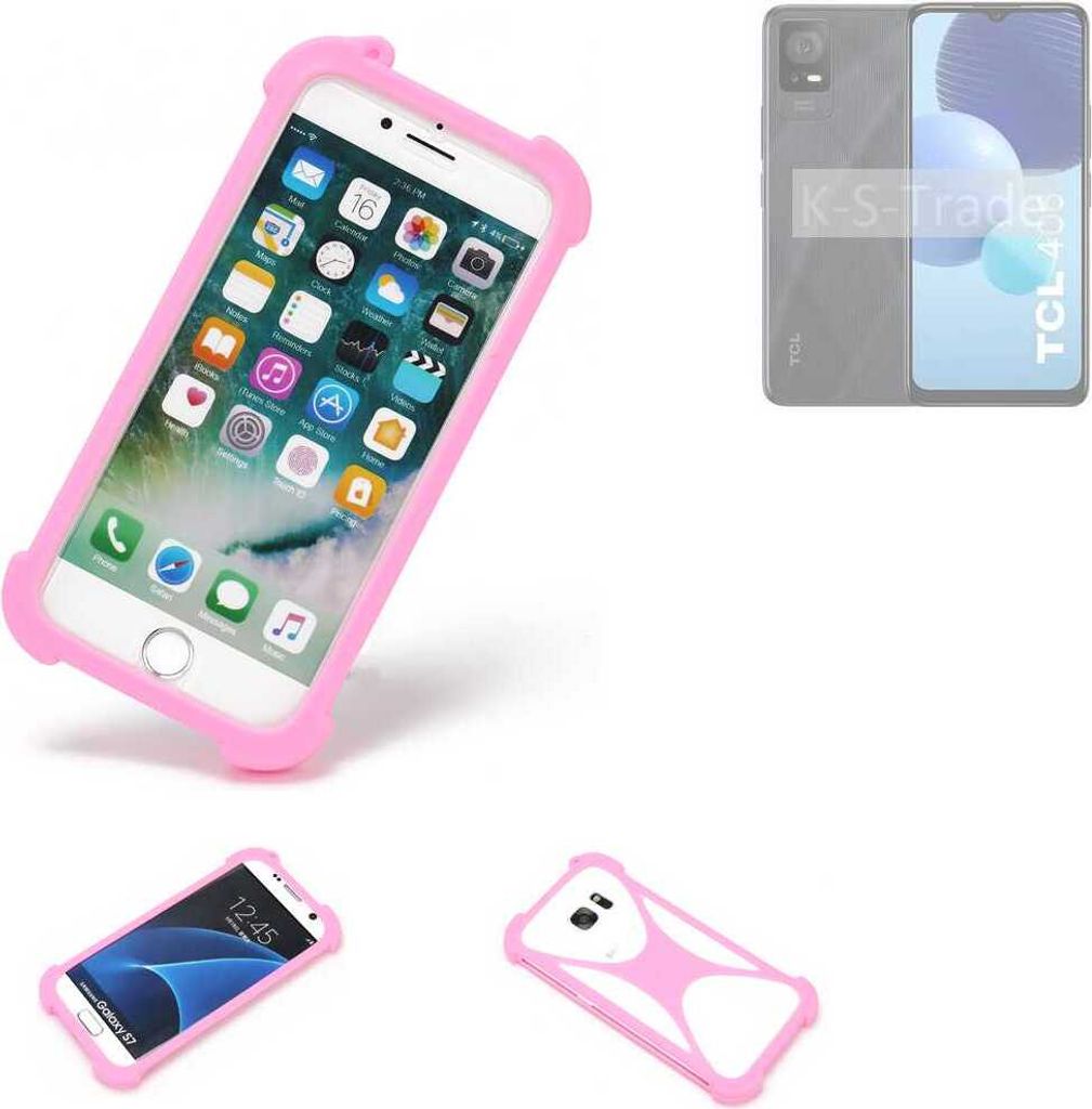 K-S-Trade Handy Hülle kompatibel mit TCL 406 Schutz Hülle Bumper Silikon Schutz Hülle Cover Case Silikoncase Silikonbumper TPU Softcase Smartphone,