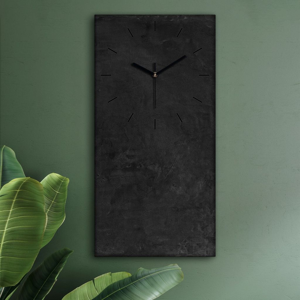 Wohnzimmer Leinwand Uhr Geräuschlos Küche 30x60 Schwarzer Stein, Marmor, Motive, Textur, schwarze Zeiger