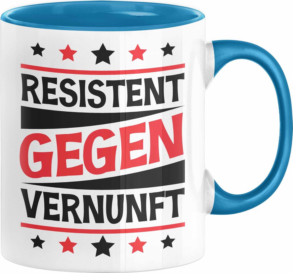 Resistent Gegen Vernunft Tasse Geschenk Kaffee-Becher Häferl (Blau)
