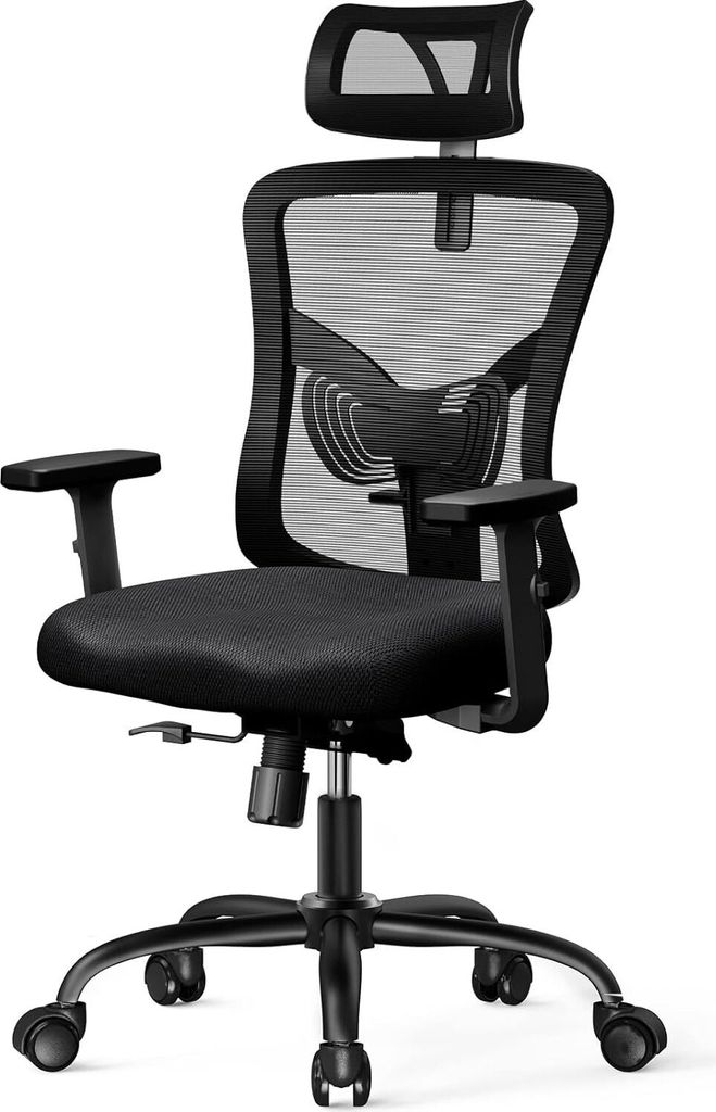 NWOC1-1-E Office Chair Bürostuhl ergonomisch Schreibtischstuhl, Metall, Schwarz, 60 x 48 x 115-131 cm
