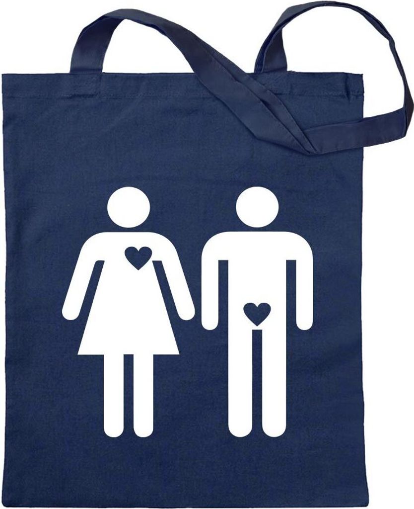 Kiwistar - Baumwolltasche - dunkelblau - Wahre Liebe - Tragetasche Stoffbeutel Umhängetasche Langer Henkel