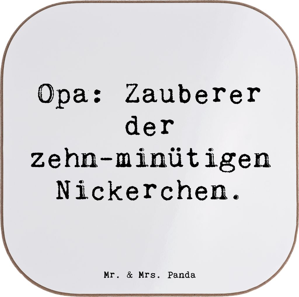 Mr. & Mrs. Panda Tischschoner Spruch Opa Nickerchenmeister - Weiß - Geschenk, Geschenke, gläseruntersetzer, Familienmitglieder, bieruntersetzer, ...