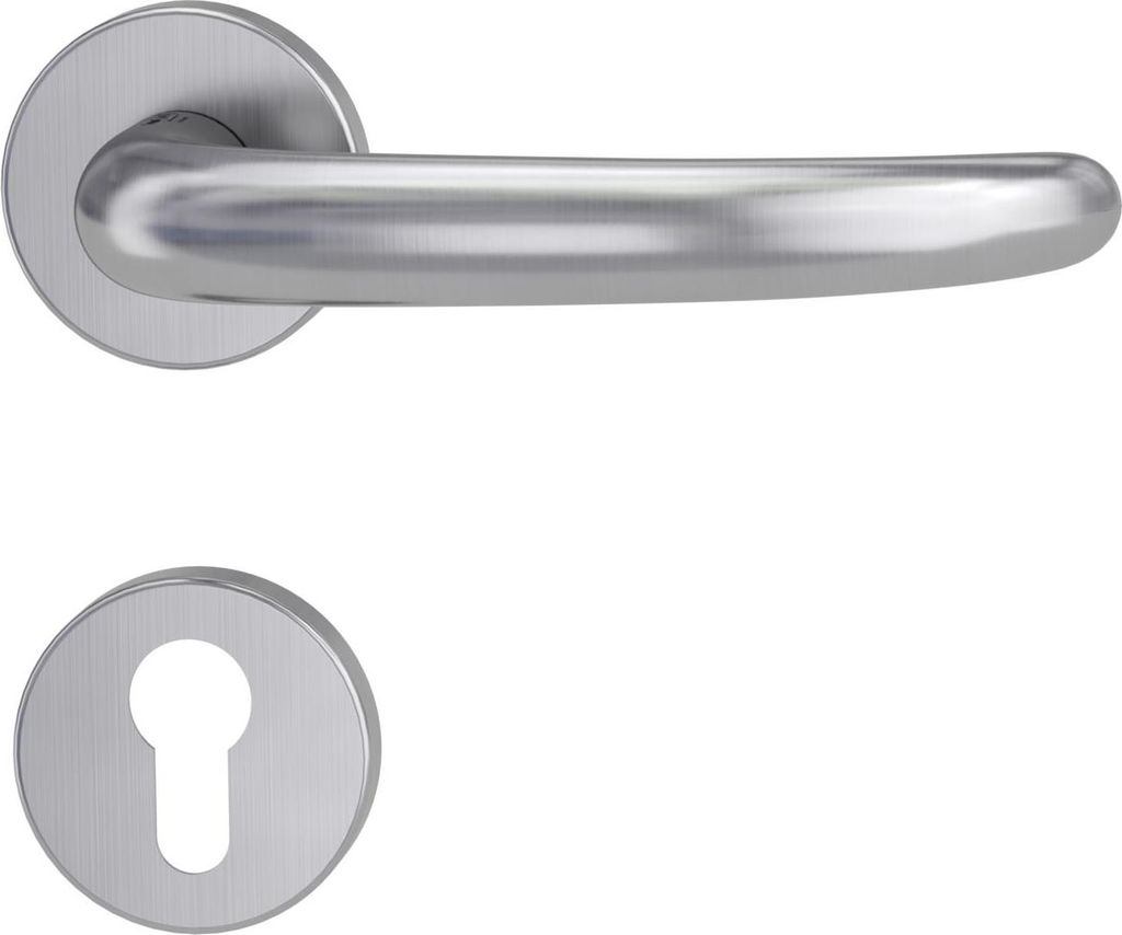 Griffwerk ULMER GRIFF Klipptechnik | DESIGN MANUFAKTUR FS Edelstahl matt Rosettengarnitur -Klippt. -PZ Stift 9mm -TS 38-50mm