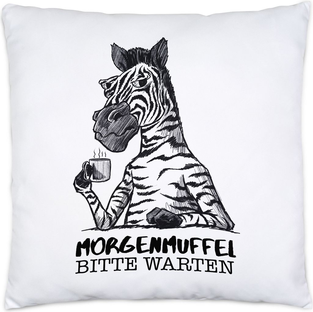 Morgenmuffel Bitte Warten Kissen Inkl. Füllung Kein Morgenmensch Erstmal Kaffee Büro Kollegen Zebra Geschenk