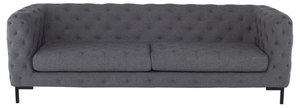 Graue Chesterfield Sofa Couch Polster Stoff Leder Couchen Textil Garnitur Modern