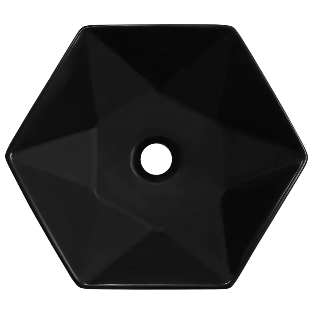 Vasque céramique noire design, solution gain de place, 41cm vidaXL - 2