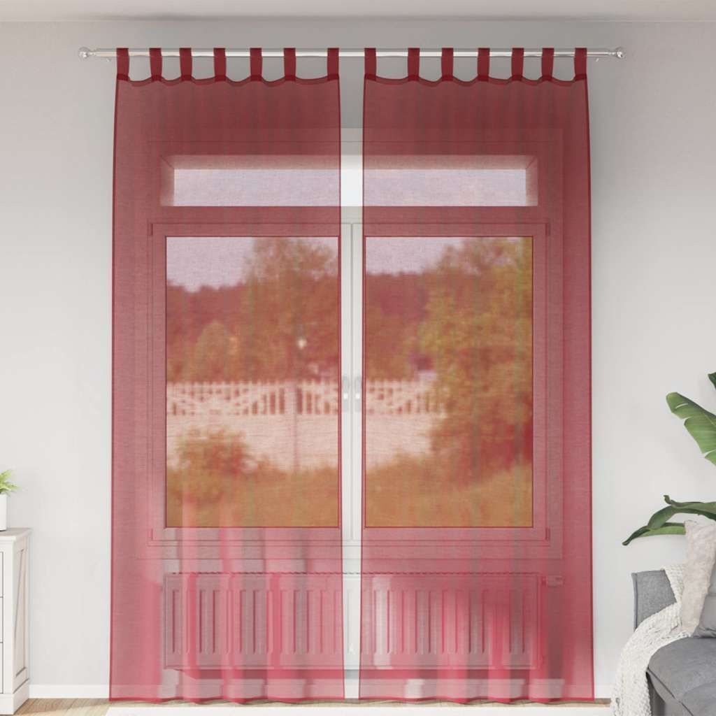 "2026 Promotion" Voile Vorhänge mit Stangentaschen 2 Stk. - Hohe Qualität - Weinrot - Gardinen & Vorhänge CC25465