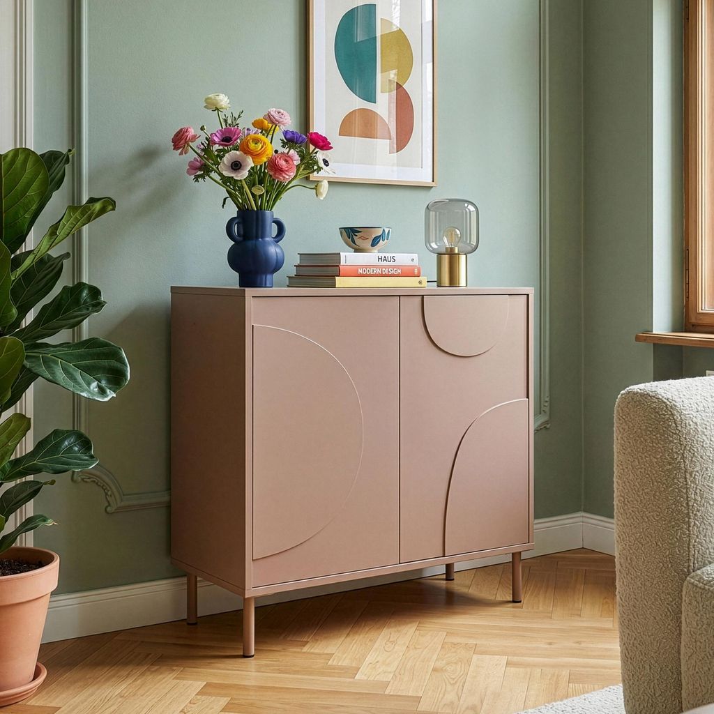 Sideboard 'Holea' mit 2 Türen Push-to-Open 75 x 70 x 34 cm Mocha Mousse Braun