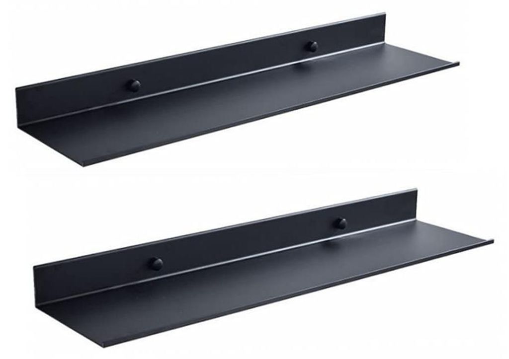 Wandmontiertes schwebendes Metallregal, schwarz, Badezimmer-Wandhalterung, platzsparend, rostfrei, extra stark, schwebende Regale, Aufbewahrungsreg...