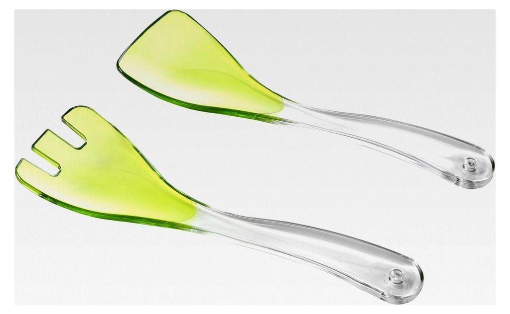 Design Besteck für Salat, zweifarbig und aus Acryl (BPA-frei). Länge: 21,5 cm, hergestellt in Italien, spülmaschinenfest, Linea Diamond, grüne ...
