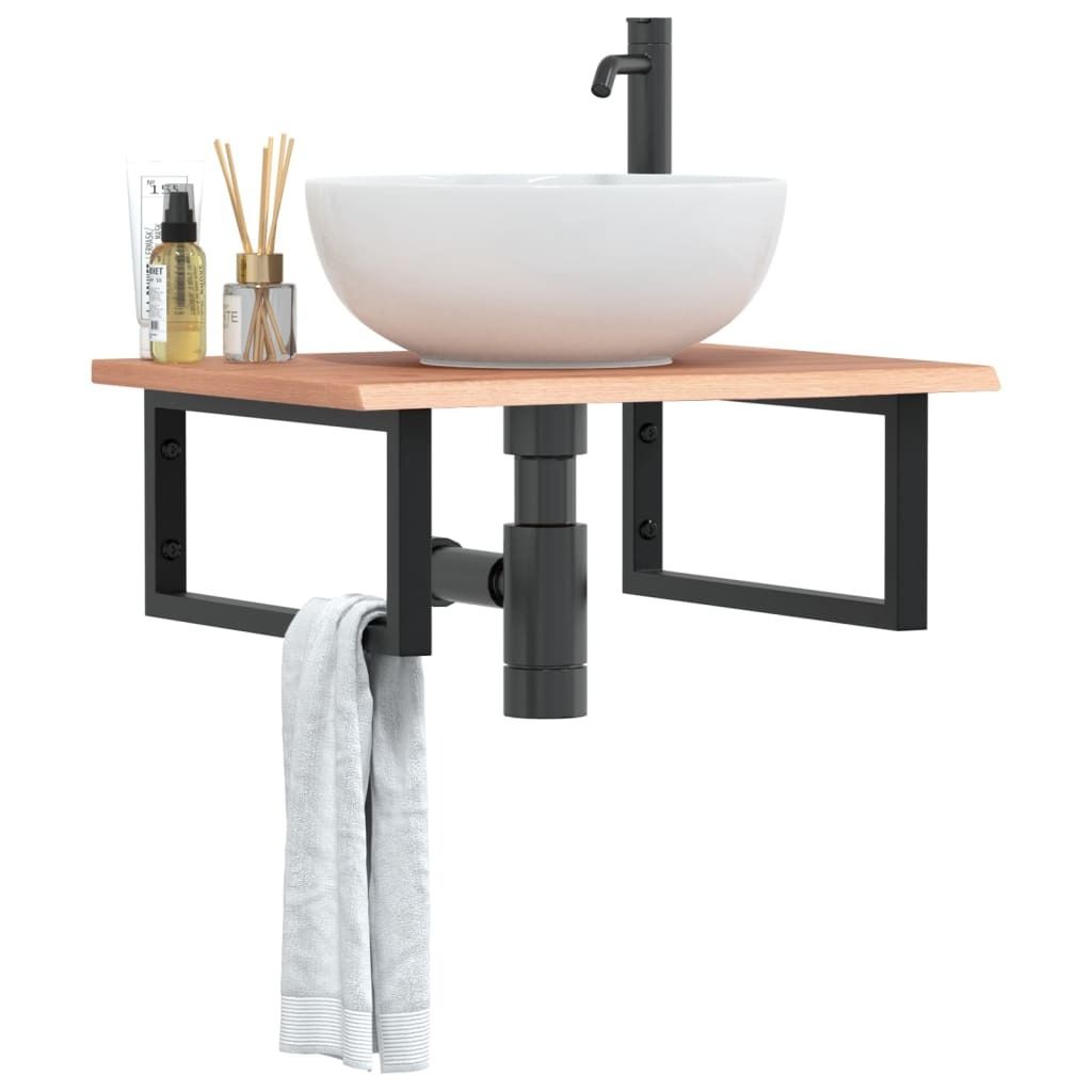 "SALE 2026"Waschtischplatte/Badezimmermöbel- modernes Design - mit Halterung Stahl und Massivholz Eiche Promotion194694 - Badezimmerschränke