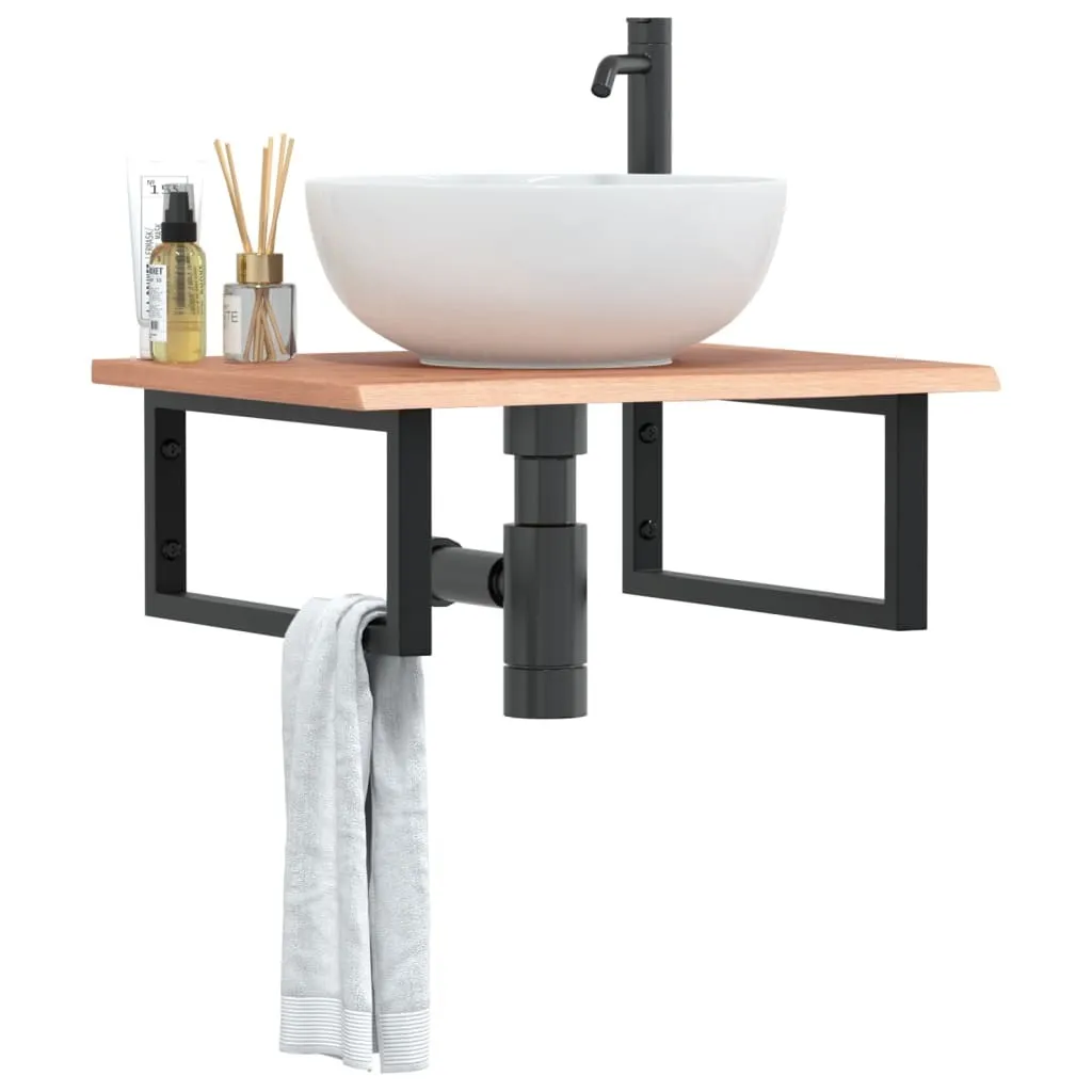 Maison Exclusive - Ripiano a Parete per Lavabo in Acciaio e Massello di Rovere