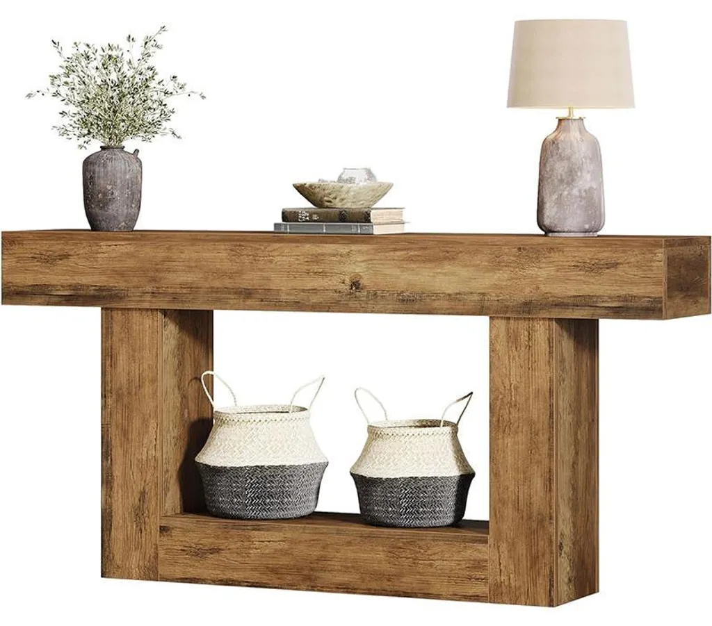 Console de Entrée Fine Marron HOGA-RY0225, Grande Table d'Appoint