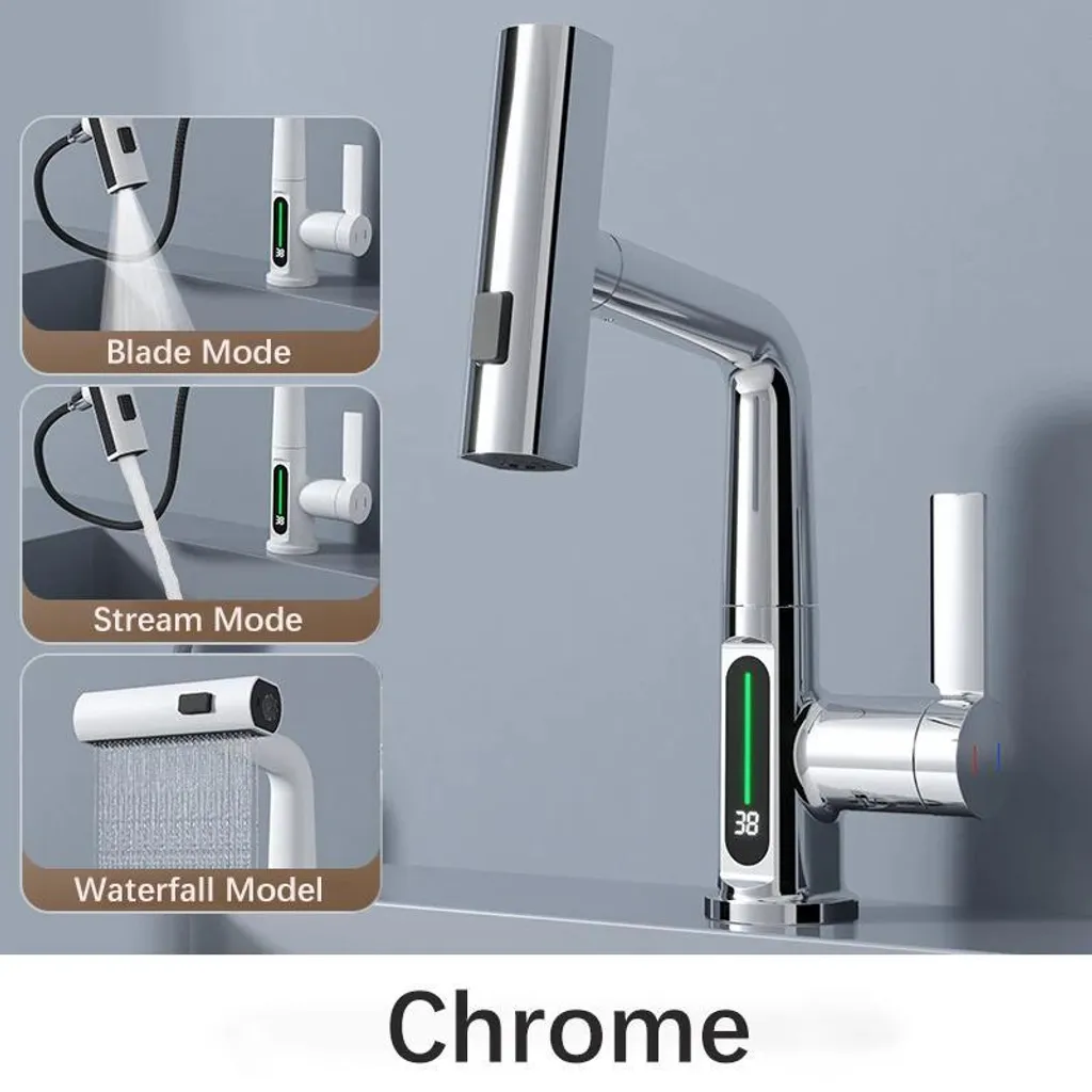 Robinet de Cuisine Orientable à 360° avec Douchette Extractible Inox