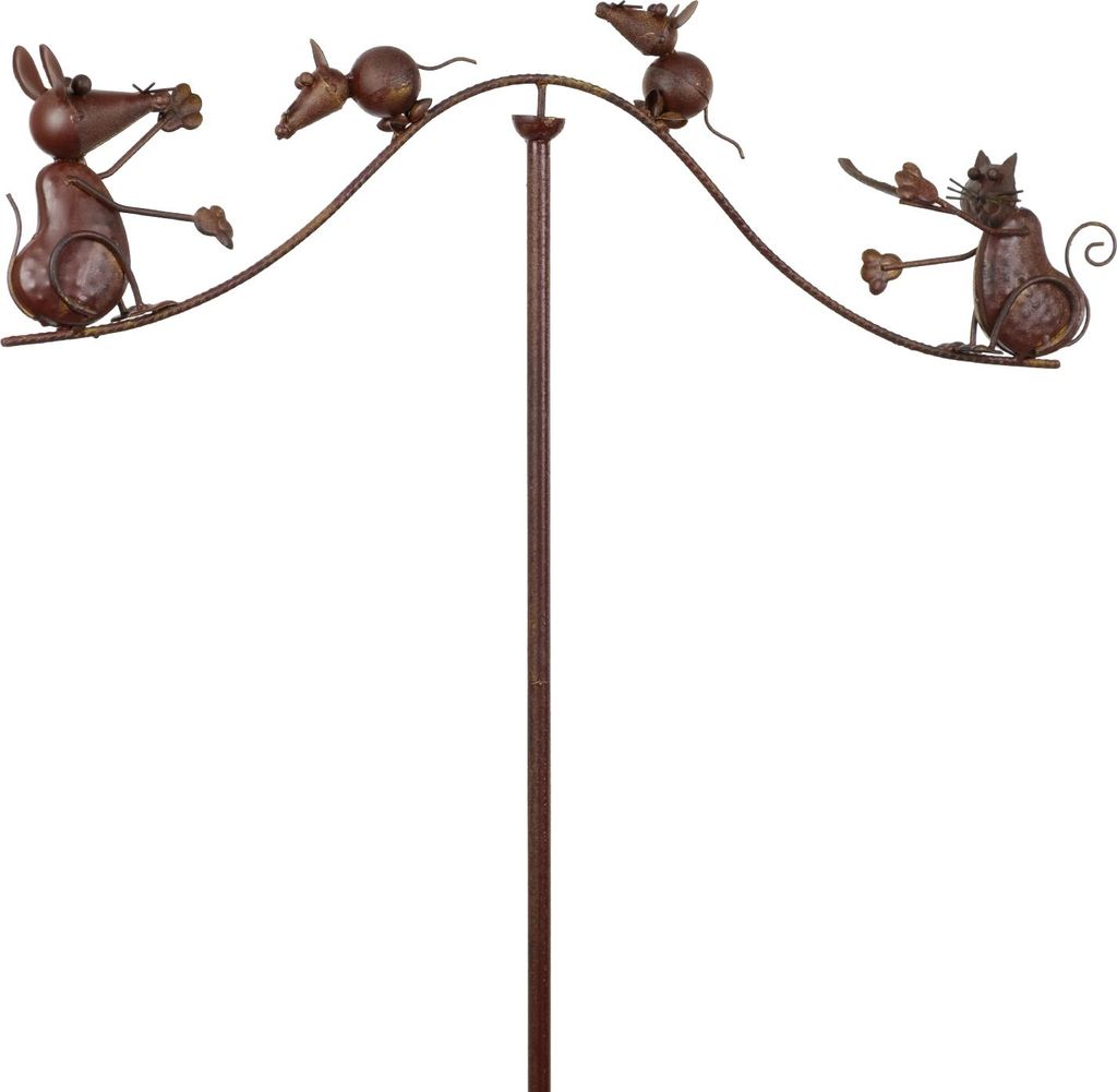 Metall Gartenstecker Katze und Mäuse - Deko-Figur auf Produktbild 