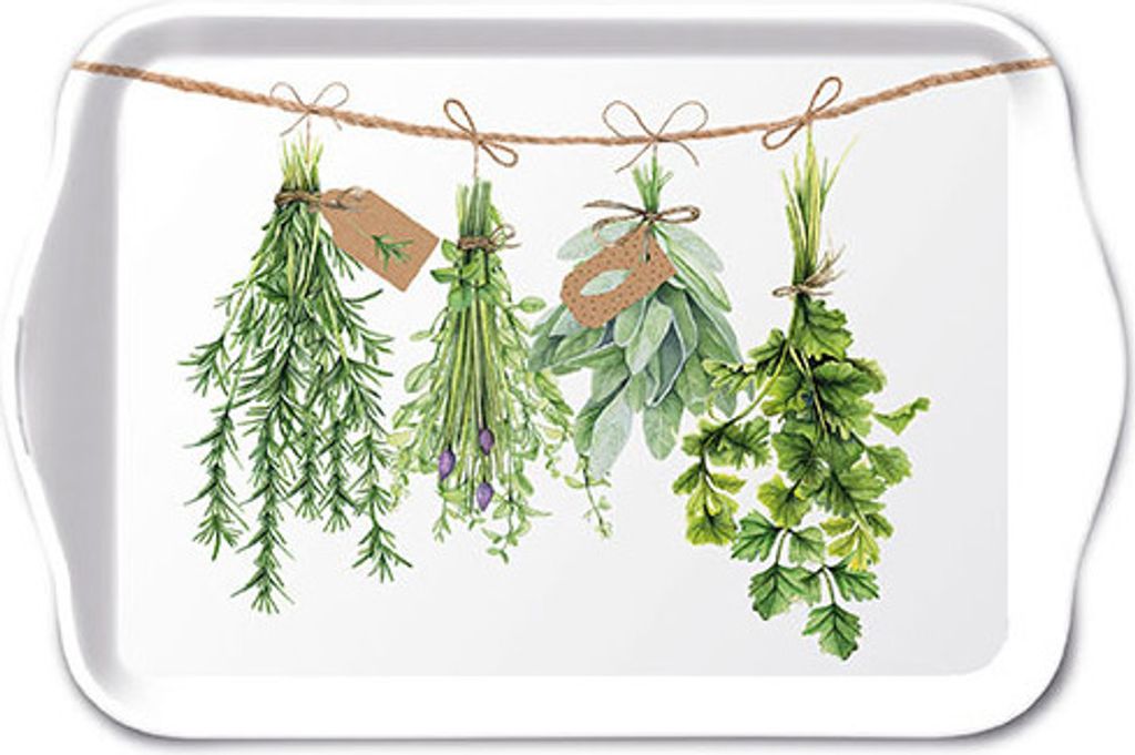 Tray Melamine – Tablett – 13 x 21 cm - Fresh Herbs – frische Kräuter