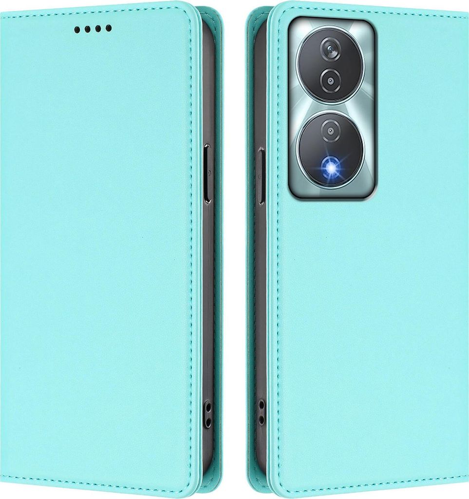 Handyhülle für Honor X7b 4G/X7b 5G/Honor 90 Smart , Kunstleder Klapphülle Stoßfeste Magnetische Hülle mit Ständer Türkis