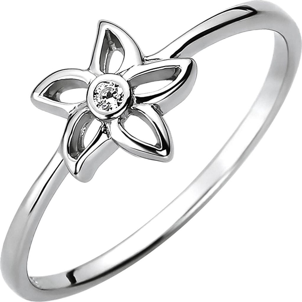 Damen Ring Blume aus 925 Silber mit Zirkonia Silberring Fingerring Fingerschmuck Innenumfang 58mm Ø18.5mm