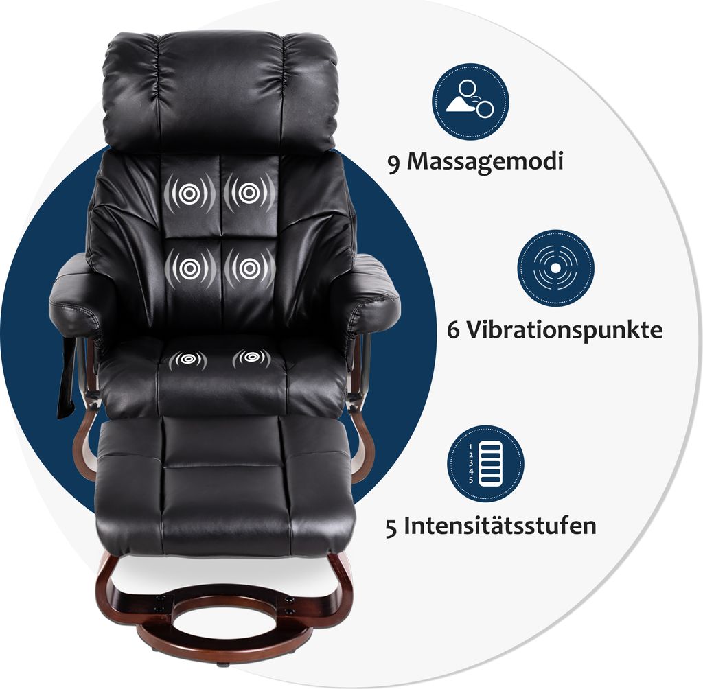 MCombo Relaxsessel Fernsehsessel 360° drehbar Massagesessel Produktbild 3