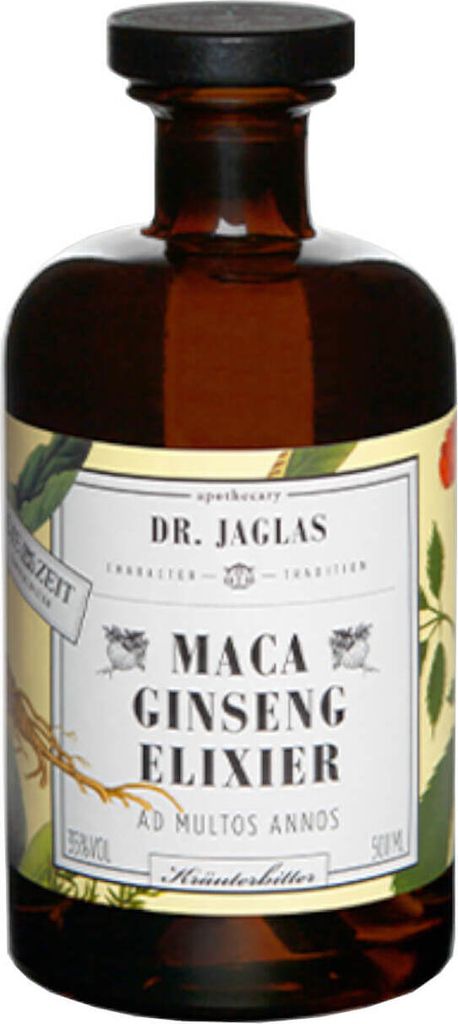 Dr. Jaglas Maca Ginseng-Elixier l DIE ZEIT Sonderedition | Kräuterlikör 35% Vol. - Bitter Schnaps aus Maca Extrakt | Kräuterbitter vegan als Ape...