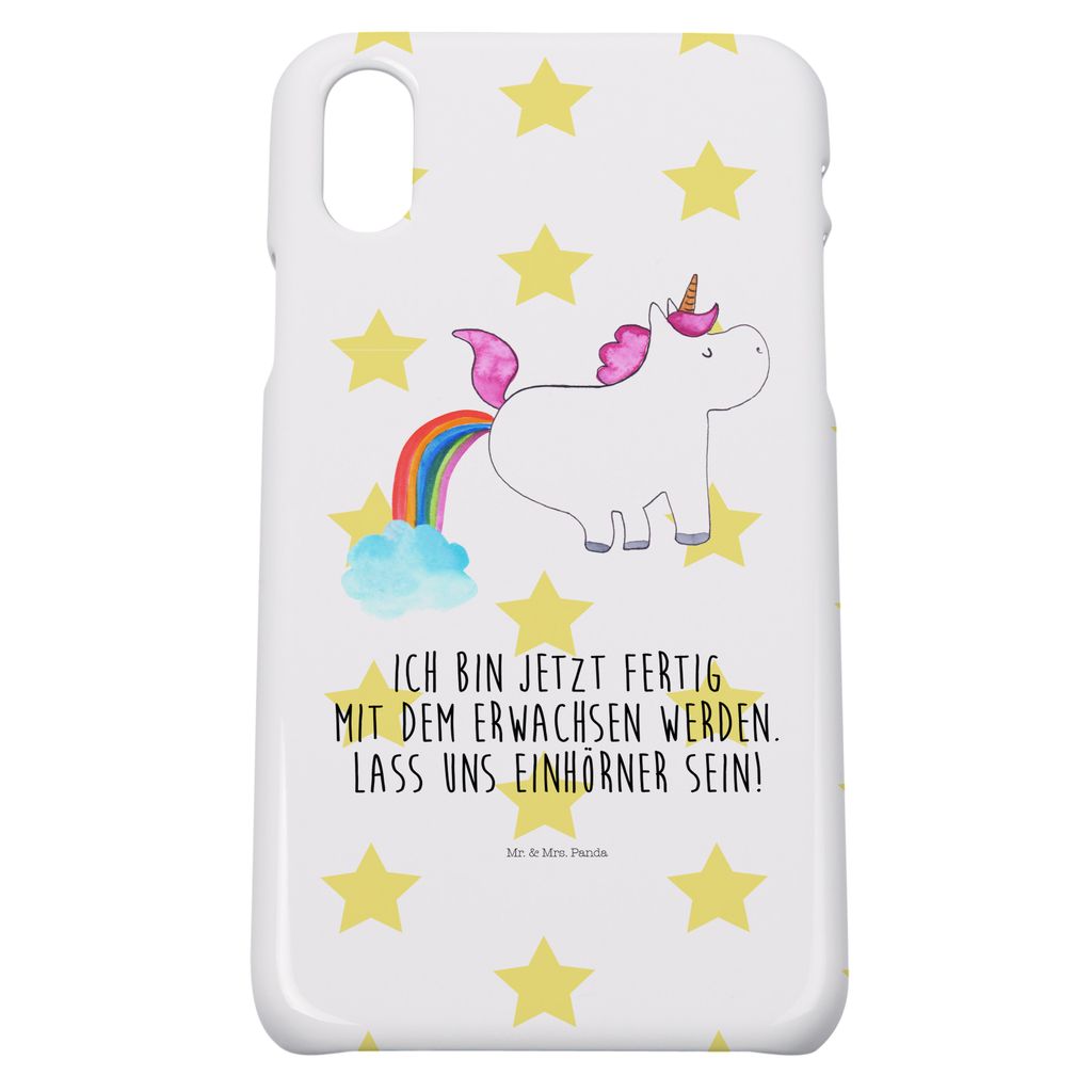Mr. & Mrs. Panda Iphone 10 Handyhülle Einhorn Pupsen - Weiß - Geschenk, Freundin, Unicorn, Hülle, Regenbogen, Cover, Handy, Lustig, Spaß, X