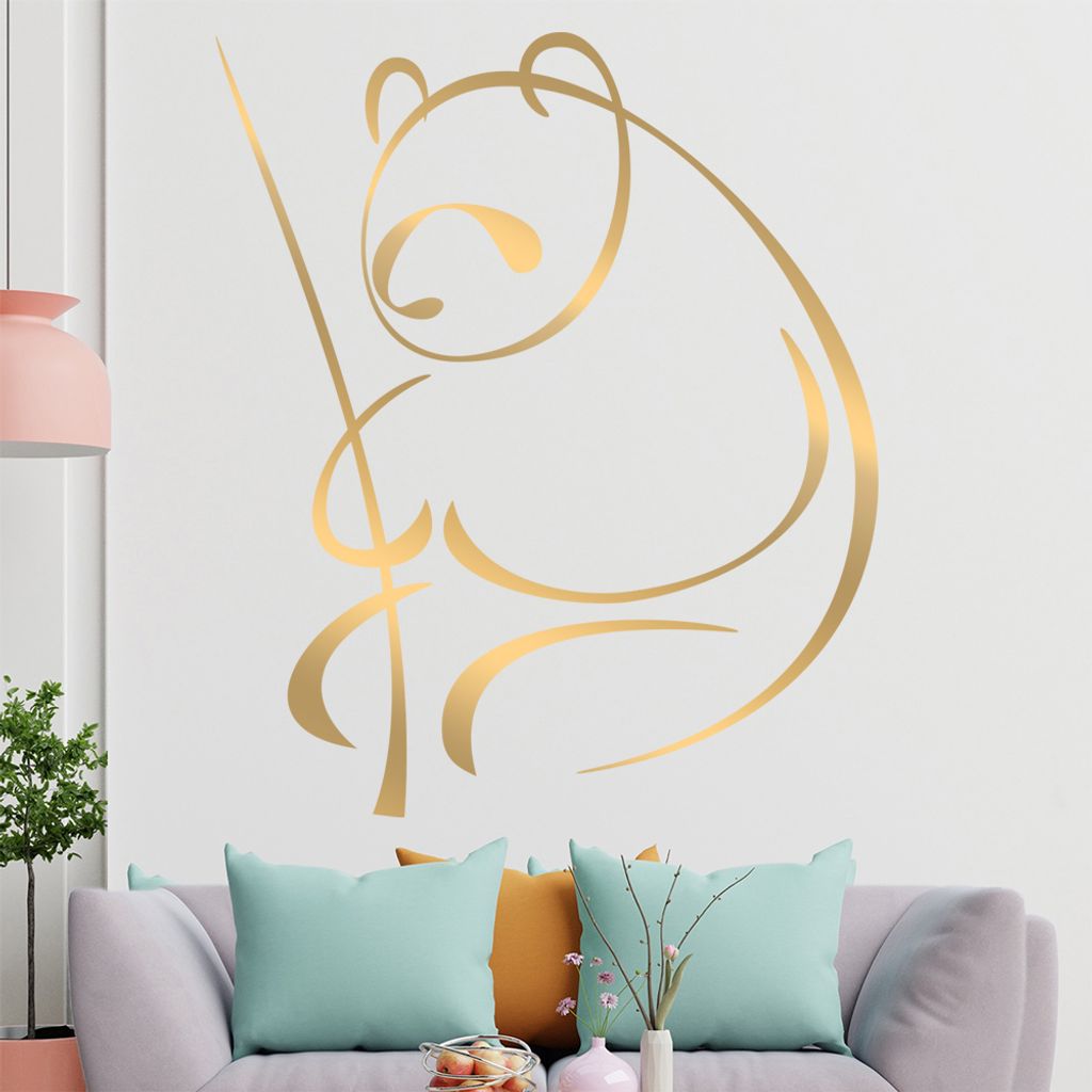 Panda Linien Wandtattoo in 6 Größen - Wandaufkleber Wall Sticker - Dekoration, Küche, Wohnzimmer, Schlafzimmer, Badezimmer