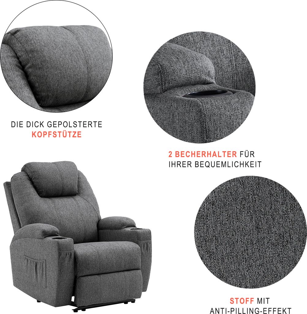 MCombo Elektrisch Relaxsessel Massagesessel Fernsehsessel Produktbild 6
