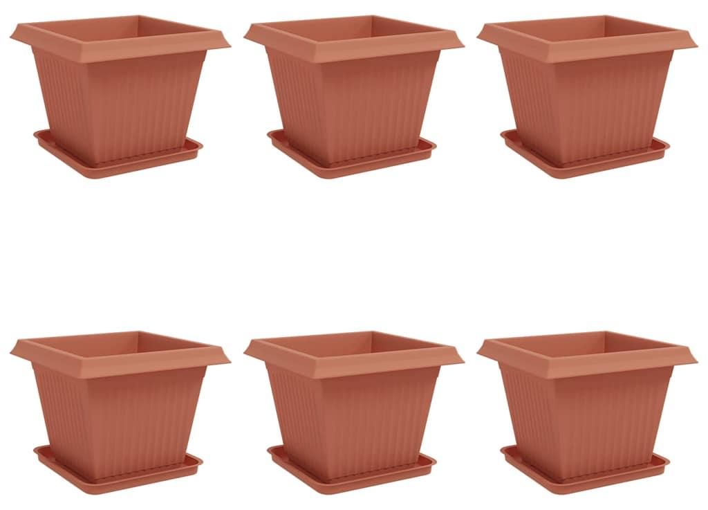 vidaXL Blumentöpfe 6 pcs Ziegelrot 43 x 43 x 33,5 cm Kunststoff