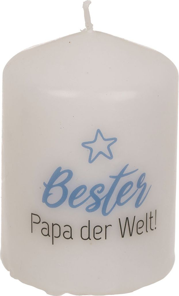 Stumpenkerze ca 6x8 cm, in Kraftpapierverpackung Bester Papa der Welt