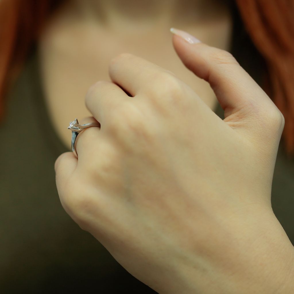 0,22 Carat Diamant Solitär Ring 14 Karat Weißgold - 61 (19,40 mm)