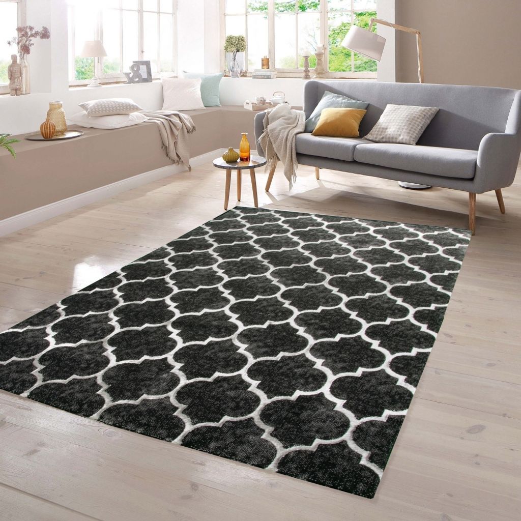 Designer Teppich Marokko Wohnzimmerteppich Orient in Grau Produktbild 